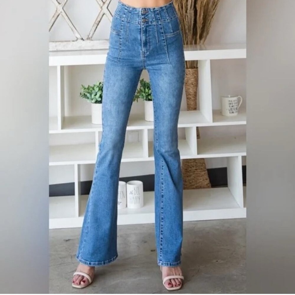 Oli & Hali Stretch Bootcut High Rise Flare Jeans Women's Size Large Blue